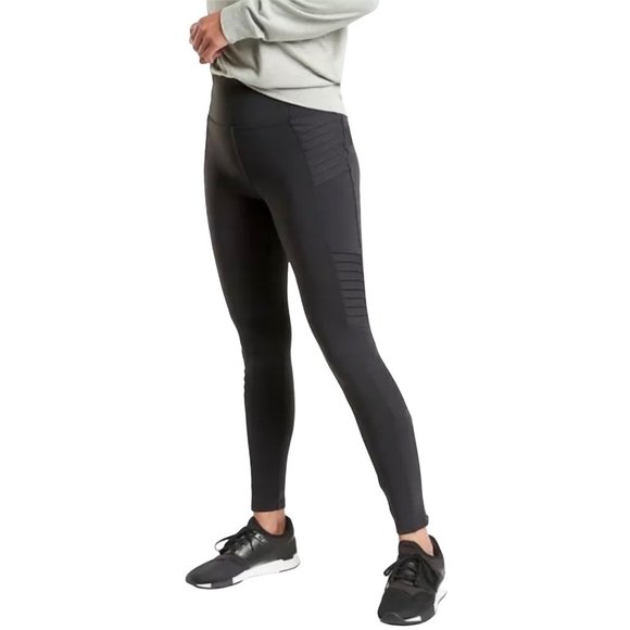 Athleta Pants - Athleta Delancey Moto Tight Black Size XS Zip Pockets Nylon/Spandex 27" Inseam